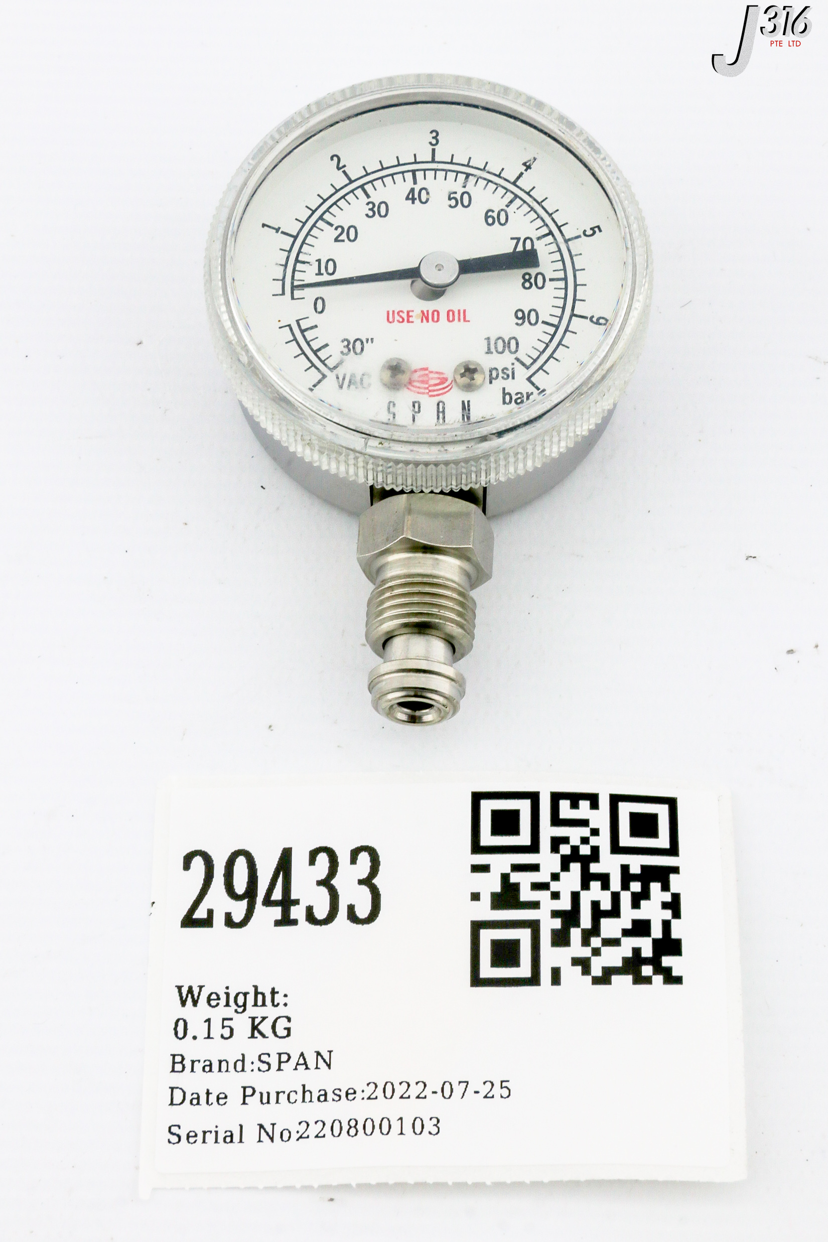 29433 SPAN PRESSURE GAUGE, -30 - 100 PSI 01-0140-D | eBay